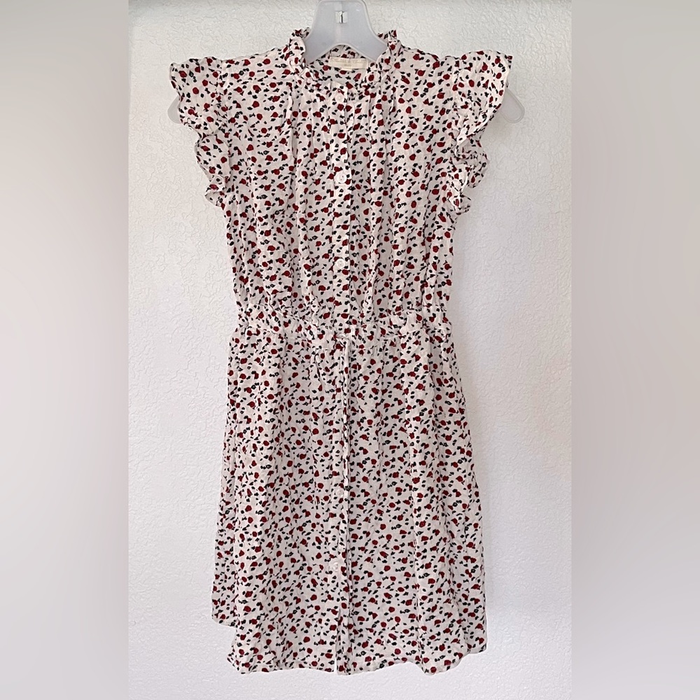 Chelsea & Violet Girl’s White Dress with Rose Print